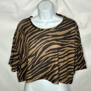 Rip Curl Brown and Black Zebra Print Crop Top
